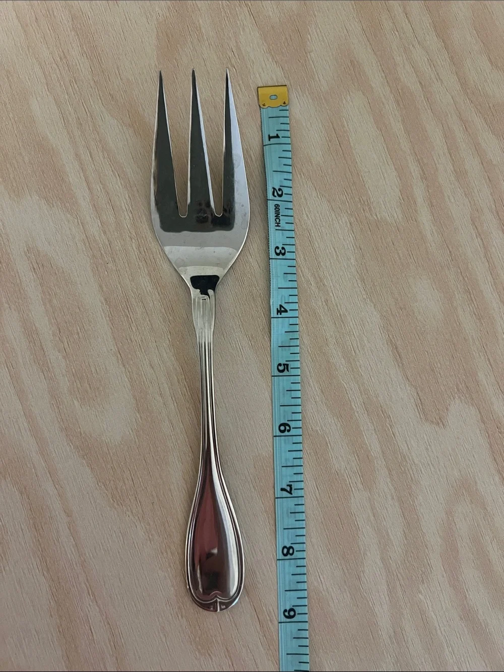 Source Unknown Polished Silver Three-Prong Serving Fork